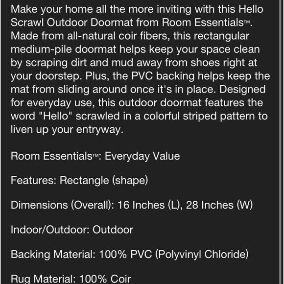 Hello Coir Door Mat from Room Essentials - Picture 5 of 6
